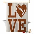 thumbnail image 2 of Love Rugby Shower Curtain, 72" x 72", Valentine's Day Abstract Brown Love Heart Heartbeat Rugby Waterproof Bathroom Curtain Washable Shower Curtain Set with 12 Hooks, 2 of 9