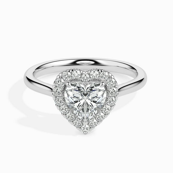 Kiva Jewel Heart Cut Diamond Halo Engagement Ring for Women's - 1.77 Ct Lab Created Diamond Ring - 14K White Gold Over Ring - Elegant Prong Setting - Ideal for Proposals & Special Occasions
