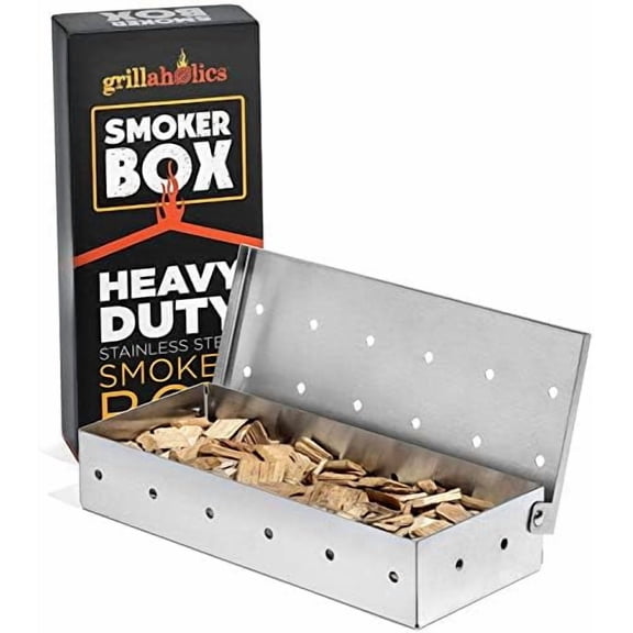 Smoker for Gas Grill & Charcoal Grill – Large Stainless Steel Wood Chip Smoker for Smoking Meat – Grilling Accessories for BBQ Lovers – Grill Smoker Gift for Men