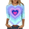 thumbnail image 2 of Vetsdori Womens 3/4 Sleeve Tops Valentine Pullover Gifts for Wife Graphic,Trendy Heart Print Crew Neck T-Shirts for Ladies Fashion, 2 of 6