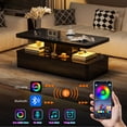 thumbnail image 5 of Spurgehom Contemporary Coffee Tables for Living Room, LED Coffee Table with Rounded Corner in 16 Colors, High Gloss 2 Tiers Table with Hidden Power Supply, 5 of 7