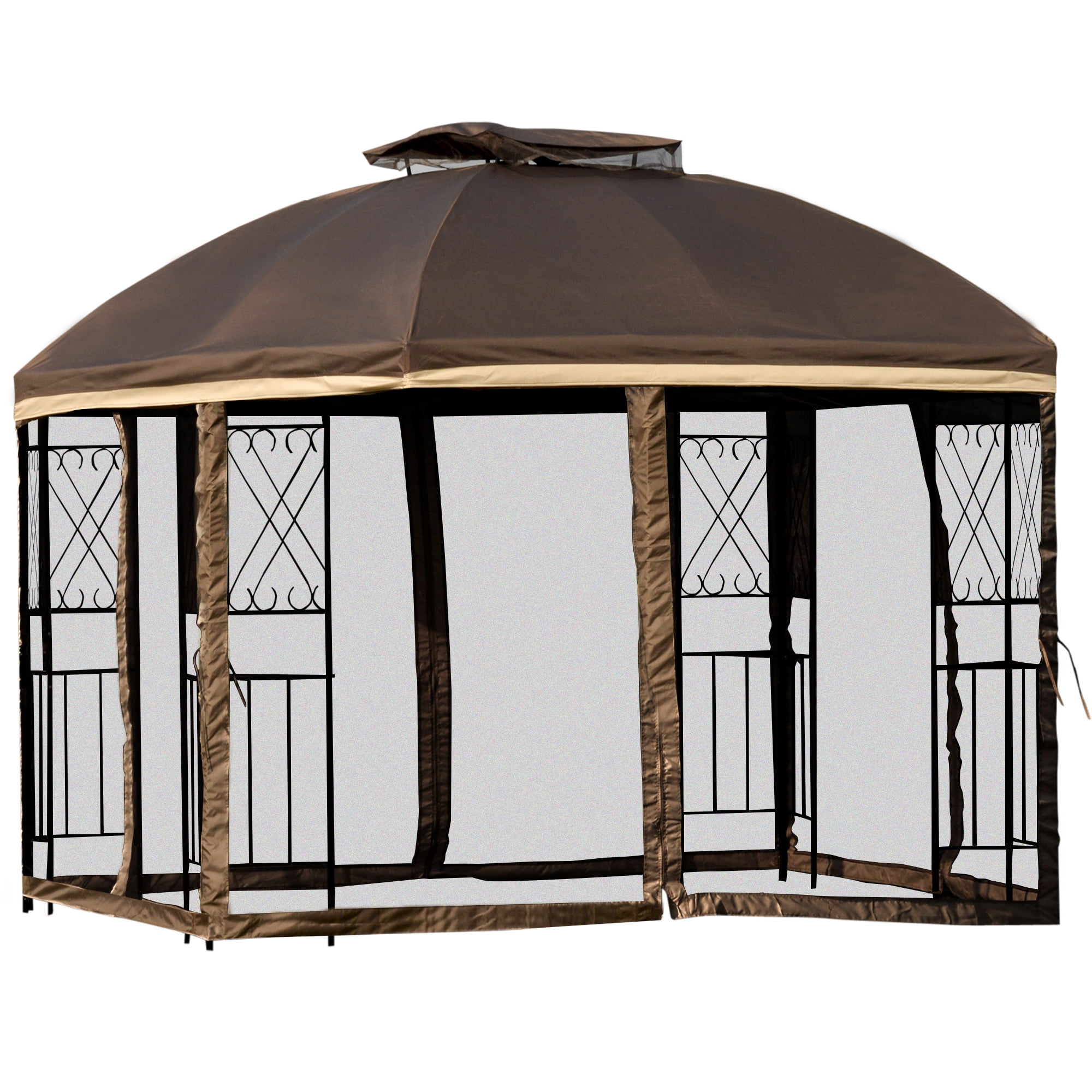 Outsunny 10' x 10' Outdoor Patio Gazebo Canopy with Double Tier Roof