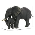 thumbnail image 3 of 14" x 9" Bronze Polystone Family Elephant Sculpture with Gold Foil Accents, by DecMode, 3 of 11
