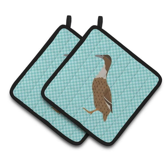 Caroline's Treasures Dutch Hook Bill Duck Blue Check Pair of Pot Holders