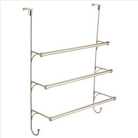 - Franklin Brass Over-the-Door Triple Towel Rack with Hooks, Available in Multiple Colors