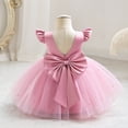 thumbnail image 4 of IDOPIP Infant Baby Girls Wedding Flower Girl Dress Satin Pearls Tulle Tutu Dress Bowknot V Back Pageant Party Princess Birthday Formal Dresses 12-18 Months Dusty Pink, 4 of 6