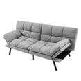 thumbnail image 1 of Giantex Convertible Sofa Bed, Memory Foam Futon Bed w/Adjustable Backrest & Armrests, Upholstered Folding Couch Sleeper for Small Space, Grey, 1 of 10