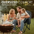 thumbnail image 2 of Oversized Camping Chairs for Adults - Heavy Duty Padded Outdoor Folding Lawn XL Camp Chair with Cup Holder Cooler Pockets for Outside Sports Beach Fishing Garden Portable Supports 500lbs, Grey, 2 of 14