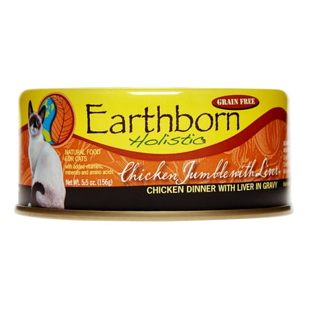 Earthborn Holistic Grain-Free Chicken Jumble with Liver Wet Cat Food, 5.5 oz, 24 (Best Holistic Cat Food)
