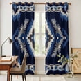 thumbnail image 4 of Navy Blue Grey Boho Kitchen Curtains 84 Inch Length, Southwestern Geometric Vintage Ethnic Grommet Top Bedroom Living Room Curtains, Light Filtering Cafe Curtain Drapes 2 Panels Set 84''x84'', 4 of 9