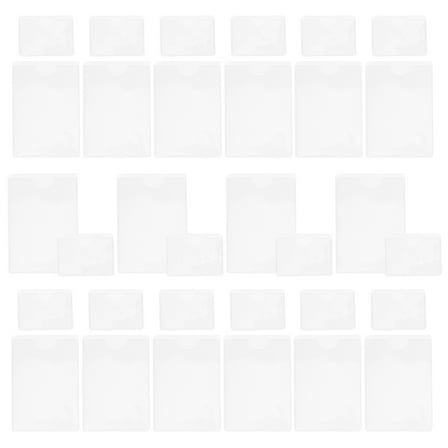 Milisten 50Pcs Library Pockets Self Adhesive Clear Pocket Sleeves for Index Cards Transparent PVC