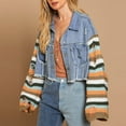 thumbnail image 2 of Vedolay Women Tops Women's Casual Denim Jacket with Fringe Rhinestones Denim Jean Jacket,Blue M, 2 of 5