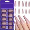 thumbnail image 1 of 100 uñas postizas extra largas mate estilo bailarina, uñas postizas de ataúd, color sólido, cobertura total, con caja para mujeres y niñas, decoración de uñas, rosa claro., 1 of 3