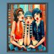 thumbnail image 3 of 3 moda hermanas pintura al óleo por números DIY conjunto lienzo pintura al óleo dibujo sin marco, 3 of 9