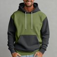 thumbnail image 5 of QHRMKOG Men Hoodies Relaxed Fit Color Block Hooded Sweatshirrt Trendy Long Sleeve Drawstring Pullover Hoodies Fall Warm Top with Pockets Gray L, 5 of 5