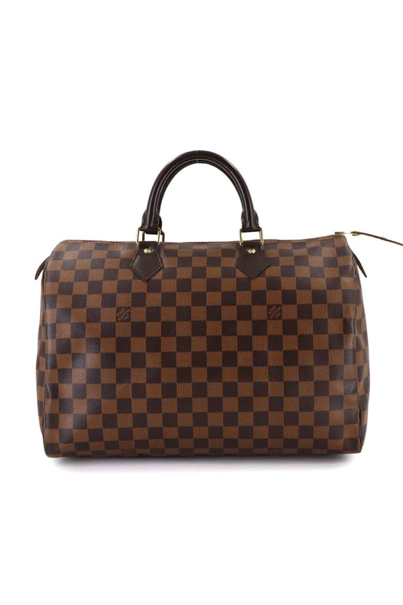 Pre-Owned Louis Vuitton Damier Speedy 35 Handbag, Ebene Brown, N41523, Gold Hardware