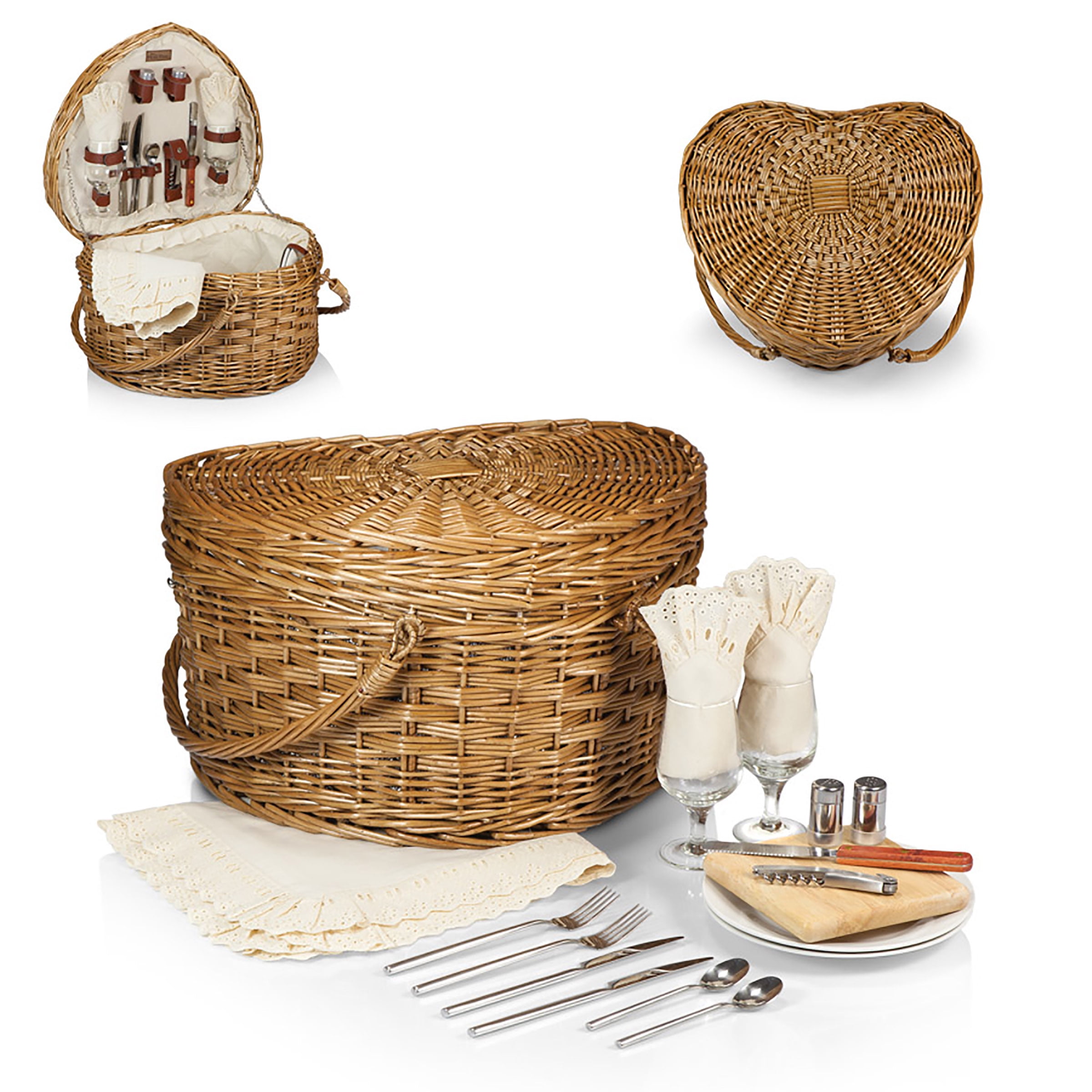 Willow and Seagrass Picnic Basket with Deluxe Service for Two 