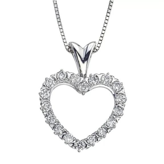 Women's 0.38Ct Real Moissanite 14K White Gold Plated Heart Pendant Necklace Valentine's Day Gift