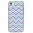 thumbnail image 1 of DistinctInk Clear Shockproof Hybrid Case for iPhone 7 8 SE (2020 Model) 4.7" Screen TPU Bumper Acrylic Back Tempered Glass Screen Protector - Purple Teal Chevron Stripes - Chevron Stripes Pattern, 1 of 5