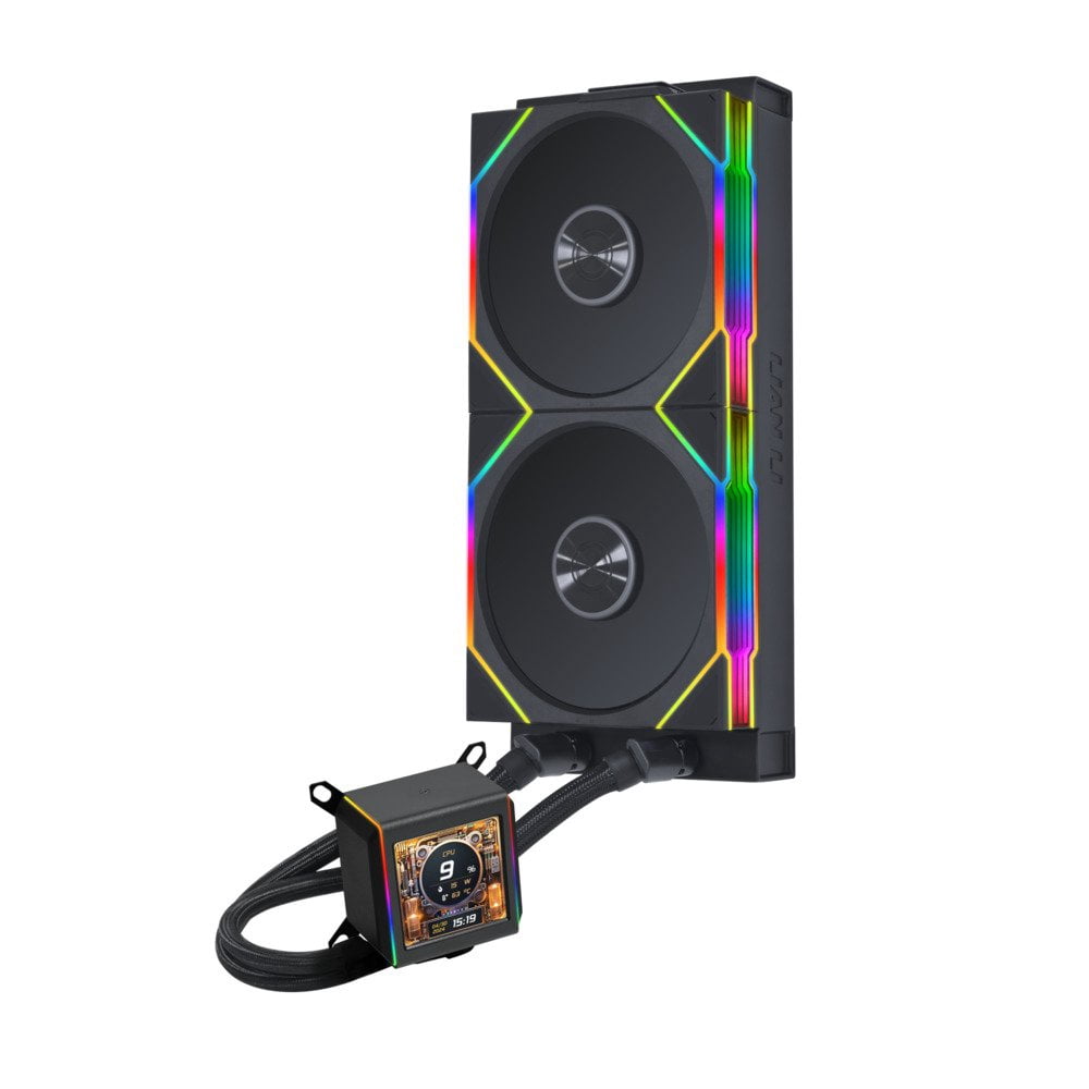 Lian Li GA2ALCD28TLB 280mm AIO Liquid CPU Cooler 2 x 140mm RGB Fans 2.88" IPS LCD Black