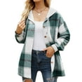 thumbnail image 2 of MOSHU Flannel Shirts for Women Button Down Plaid Shirt Hooded Shacket Jacket with Pocket, 2 of 7