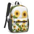 thumbnail image 4 of 17 Inch Lightweight Backpack,PVC Waterproof Oxford Fabric, Ergonomically Designed, with Large Capacity, Sunflower Print, 4 of 5
