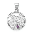 thumbnail image 3 of FB Jewels Sterling Silver Rhodium-platedAmethyst Happy Birthday Pendant, 3 of 4