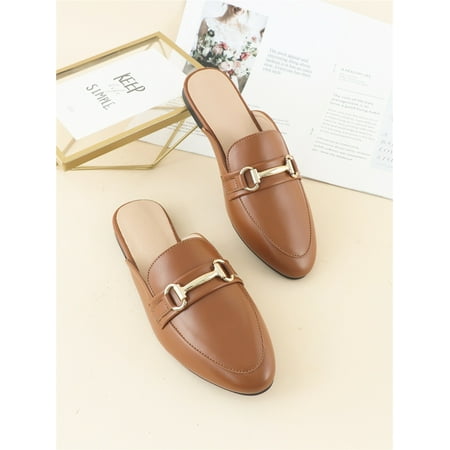

Horsebit Decor Loafer Mules Black Flat Shoes For Women Women‘s Footwear