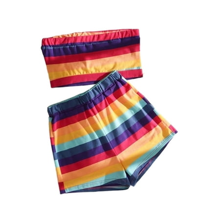 

Voguele Ladies Lounge Sets Off Shoulder Nightwear Striped Sleepwear Sleep Pjs Baggy Pajamas Style D XXL