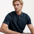 thumbnail image 4 of JIAYUE Mens Polo Shirts Short Sleeve Knitted Casual Fashionable Summer Turndown Collar Solid Color Retro Sporty Knitted Versatile Tops For Men, 4 of 5