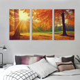 thumbnail image 3 of Nawypu  Canvas Print Wall Art Path Through Red & Orange Autumn Park Nature Wilderness Photography Modern Art Rustic Scenic Colorful Multicolor for Living Room, Bedroom, 12''x16''X3 Panels, 3 of 4