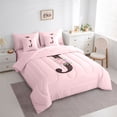 thumbnail image 2 of Erosebridal Teens Spring Garden Rose Bedding Comforter Set 7-Piece,Girls Flower J Letter Monogrammed King Bedding Sets,Pink Reversible, 2 of 6