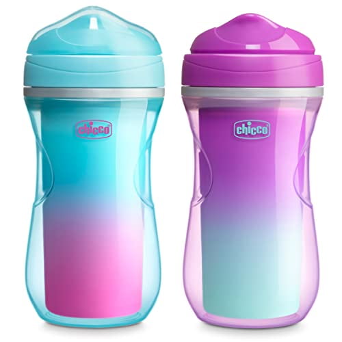 Vaso de Transición Aislado de Doble Pared de 9 oz de Chicco con Pajita Resistente a Mordeduras