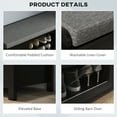 thumbnail image 5 of Black Shoe Bench With Adjustable Shelves - 6 Compartments Padded Seat, Sliding Doors, Holds 10 Pairs Of Footwear Entryway Storage For Shoes Black, Shelving, Seat Attractive Fabric,, 5 of 6