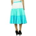 thumbnail image 4 of Bimba Flaired Cotton Boho Summer Skirt Elastic Waist Mid-Calf Ruffle Skirts, 4 of 6