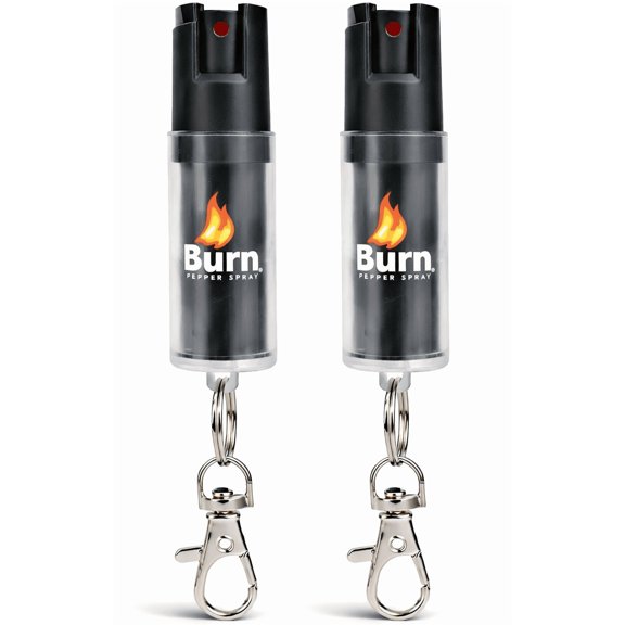 BURN Pepper Spray for Self Defense - Max Strength OC Spray - 1/2oz Flip Top - Black 2 Pack