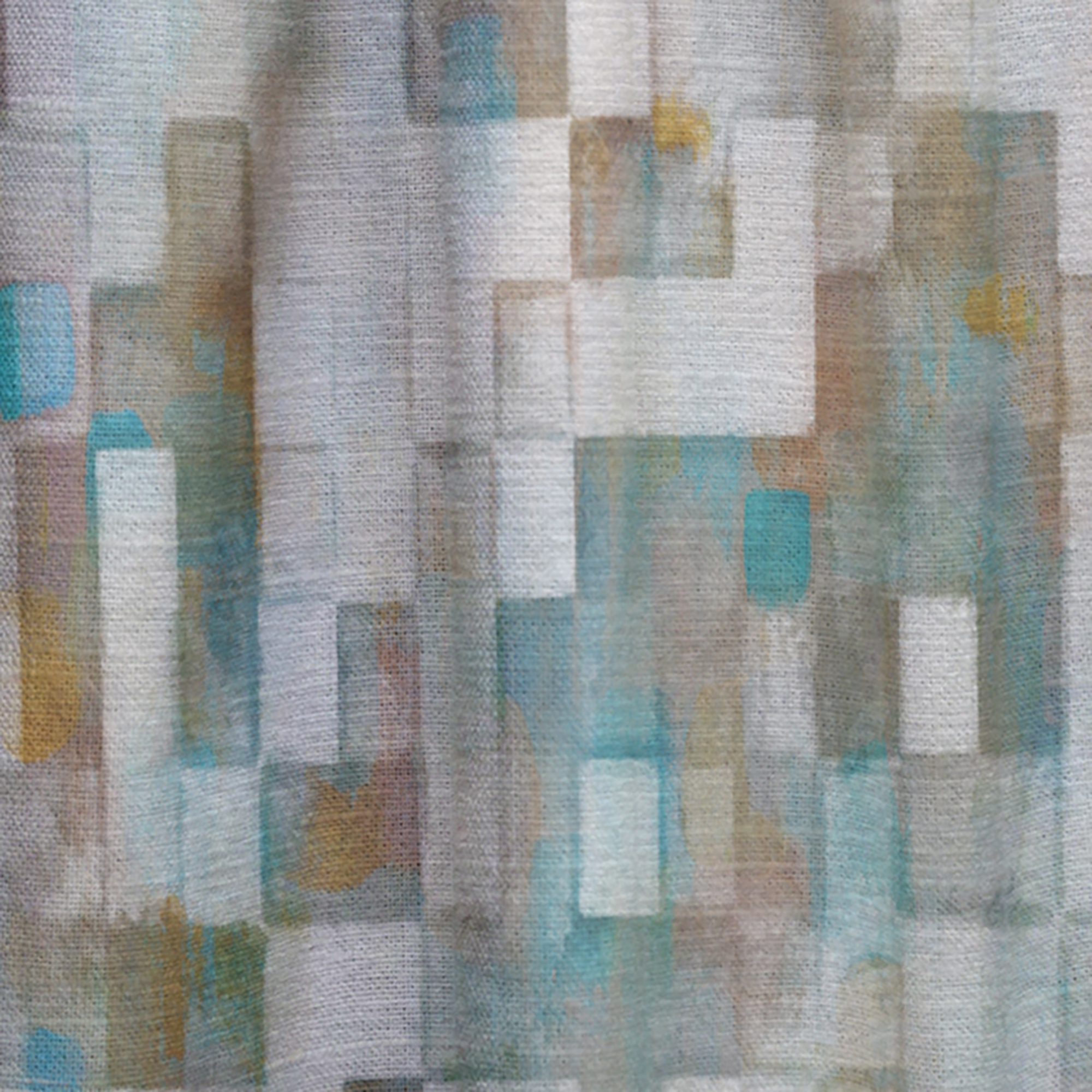 Designart 'Turquoise Blocked Abstract II' Modern Curtain Panel