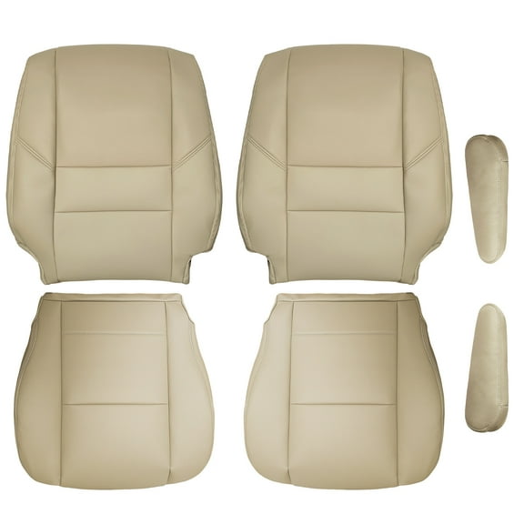 Molaner Driver and Passenger Side Bottom and Top Lean Back Replacement Leather Seat Cover and Seat Armrest Cover Tan Fit for Toyota Sequoia 2000-2007