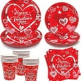 thumbnail image 2 of Valentine's Day Easter Disposable Party Supplies - 24-Person Dinnerware Set with Plates, Napkins & Cups, Eco-Friendly Paper Plates for Holidays, 2 of 4