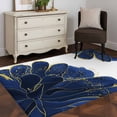 thumbnail image 3 of Navy Blue Gold Runner Rug 2.7x5 FT,Non Slip Entryway Carpet,Abstract Line Art Troditional Ink Painting Washable Soft Floor Carpet Entrance Mat Non-Shedding Throw Rug for Hallway Laundry Room Bedside, 3 of 9