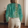 thumbnail image 6 of Floral Linen Shirt for Women Spring Summer Boho Front Button Down Tops Vintage Casual Long Sleeve Oversized Tees Top, 6 of 6