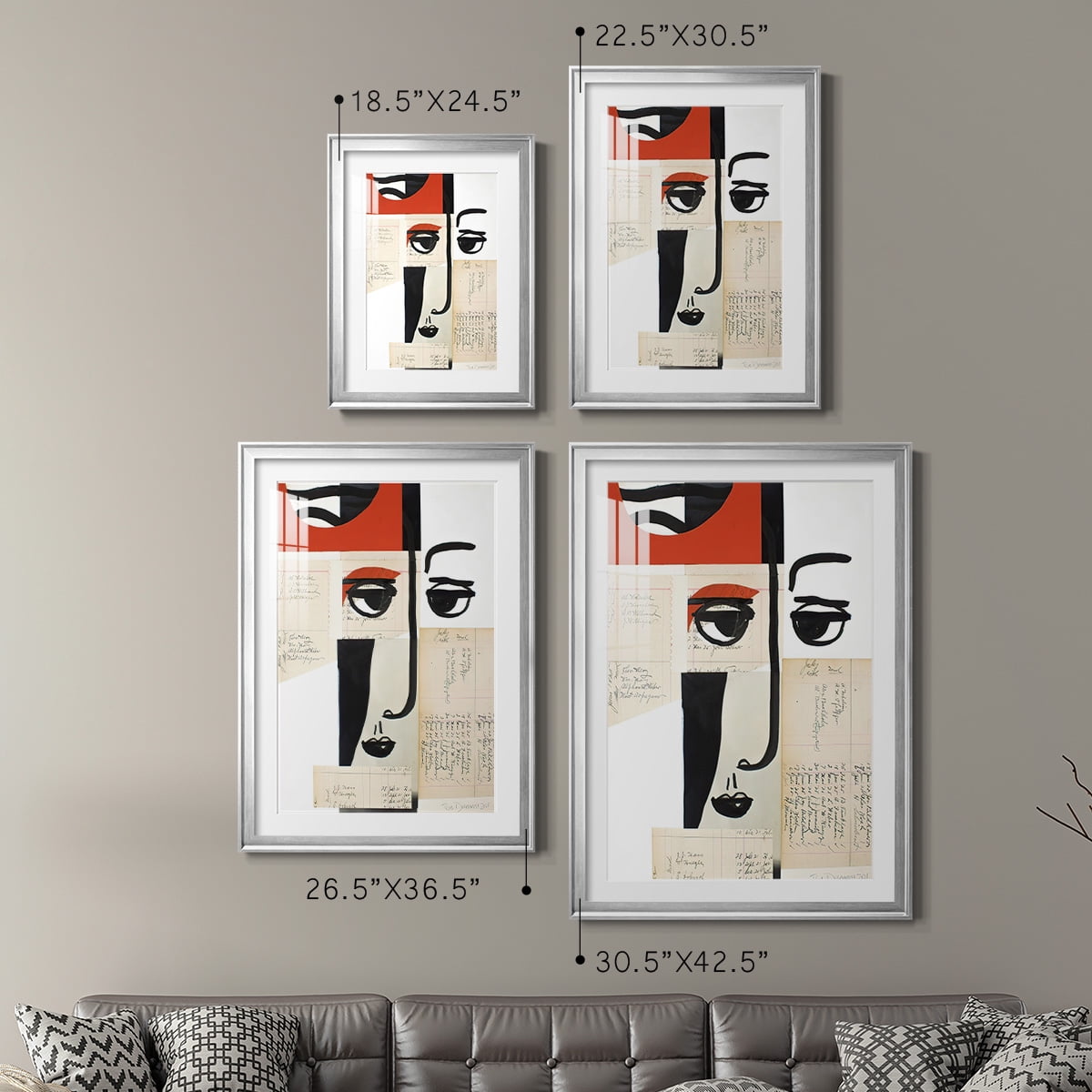 Wexford Home Faces of A Century III Premium Framed Print, 18.5" x 24.5" - Ready to Hang, Silver (Set of 2)