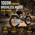 thumbnail image 4 of AMYET EB26 1000W Peak 1500W Electric Bike for Adults, 48V 15Ah, 26" Fat Tire Ebike, E-Mountain Bicycle, UL2849, 4 of 13