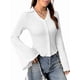 thumbnail image 1 of Blusa Informal de Larga Acampanada con Botones y Cuello Lechuga para Mujer. Blusa de Trabajo. S, 1 of 10