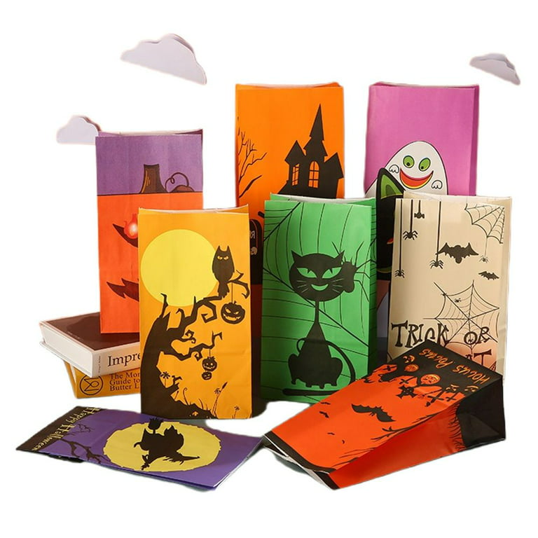 Purple Gift Bags: 24 Bulk Pack Medium Gift Bags with Handle. Great for Halloween Gifts, Holiday, Party Favor, Trick or Treat, Goodie, Candies 