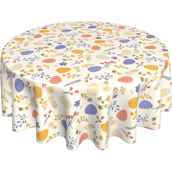 Spring Tablecloth 60x60 Inch Round Watercolor Flowers Table Cover Waterproof Wipeable for Kitchen Restaurant Home Parties Holiday Decor