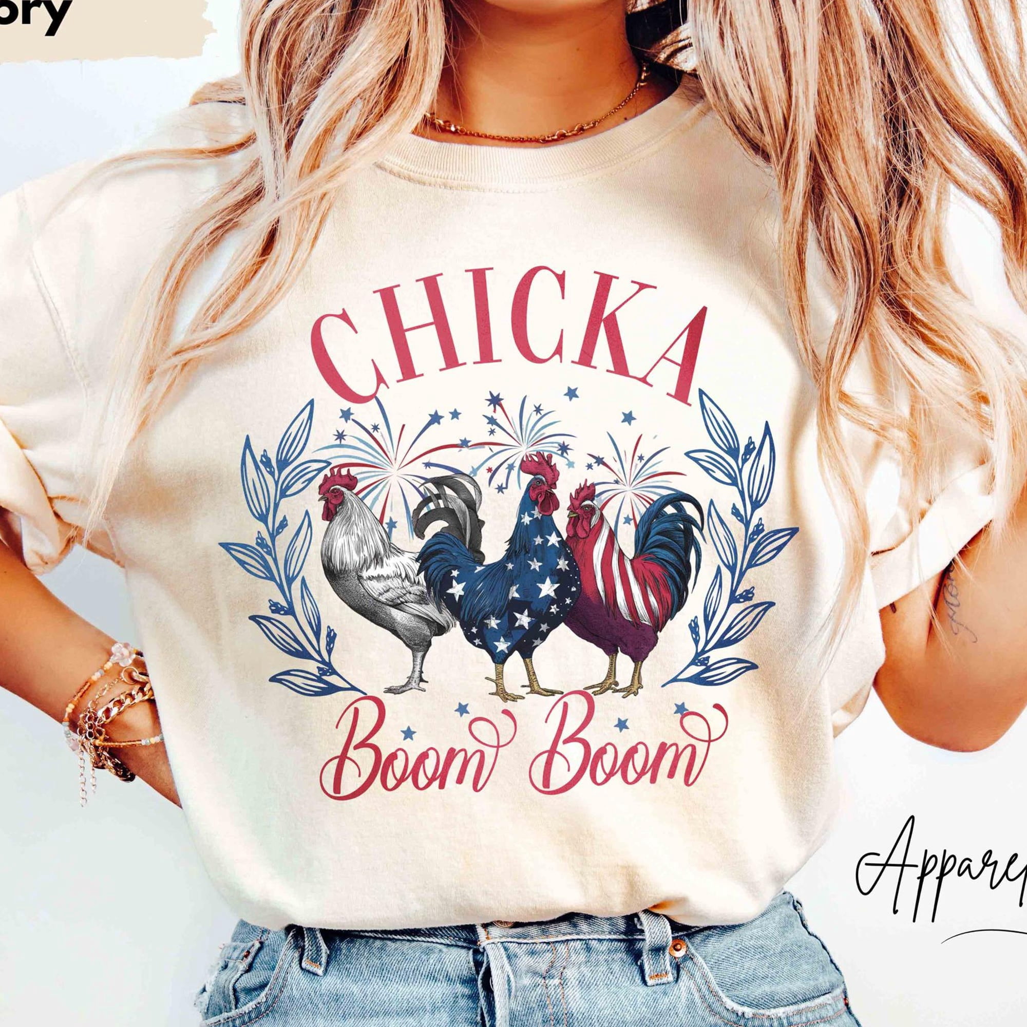 Chicka Boom Boom Shirt Patriotic Rooster Shirt Funny Farmer Gift 4th of July Shirt Country