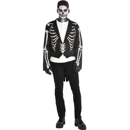 Amscan Skeleton Tailcoat Jacket for Men, Halloween Costume Accessories, Adult Standard Size, 1 Count