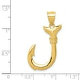 thumbnail image 3 of 14k Yellow Gold Solid Whale Tail Hook Charm Pendant, 3 of 7