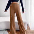 thumbnail image 5 of Hfyihgf Womens Stretch Dress Pants Front Seam Casual Slacks Pants Elegant Straight Wide Leg High Waist Suit Trousers for Office Work Business(Coffee,XL), 5 of 8